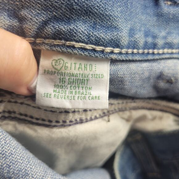 Vintage Gitano Jeans Womens Size 16 Short Blue High Rise Barrel Leg Rigid Denim - Picture 4 of 15
